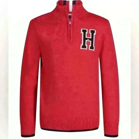 Tommy Hilfiger Other - Tommy Hilfiger Boys Solid With Chest Zip Sweater size 6 Red 100 % cotton
